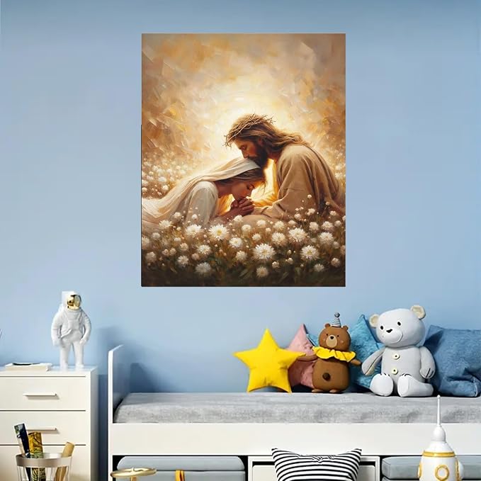 Jesus Hugging Woman Paint by Numbers Kit for Adults Beginner 16x20 inch | Christian Adult Paint by Number Kits on Canvas, DIY Acrylic Oil Painting by Numbers for Gift Home Wall Decor (Without Frame)