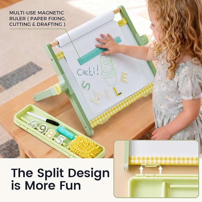 Tiny Land Tabletop Kids Art Easel, 5-Level Magnetic Drawing Board