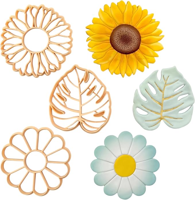 Botanical Trinket Cutter Set for Polymer Clay Display & Jewelry Styling – Monstera, Sunflower & Daisy | SUNMODA-TRI