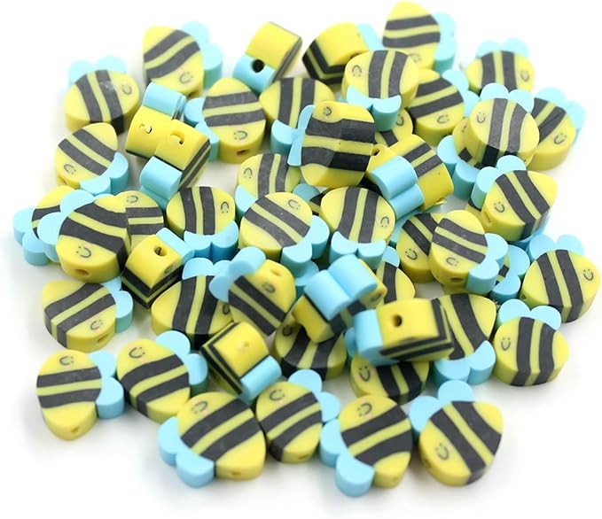 100 Pcs Polymer Clay Beads Mixed Heishi Spacer Beads Charms Supplies for DIY Bracelet Earring Necklace Jewelry Making (Bee)