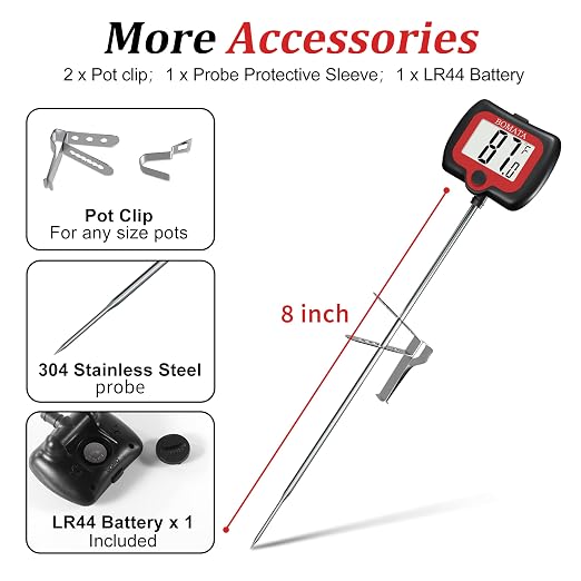 BOMATA Digital Candy Thermometer with Pot Clip, Deep Fry Oil Thermometer