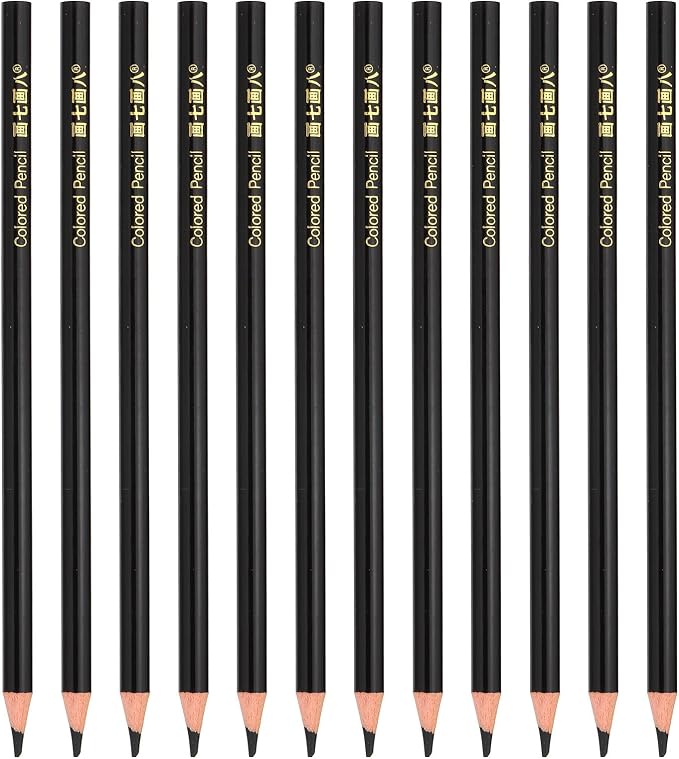 PATIKIL Black Colored Pencils Set,12 Pcs Oil Color Pencils Wooden Coloring Drawing Pencil for Artists Art Painting