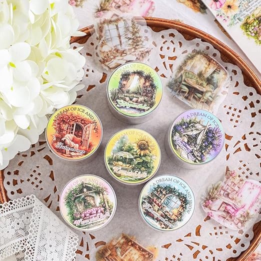 6 Rolls Floral Washi Tape Set PET Flower Tape Stickers for Journaling, Scrapbooking, Flower Decorative Tape for DIY Crafts Scrapbook Supplies Junk Journal Wide Washi Tape