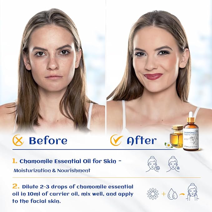 HIQILI Chamomile Essential Oil for Diffuser, Skin & Soap