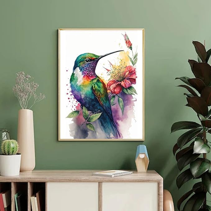 Ausanrl Hummingbird Diamond Painting Kits for Adults 12x16in | Bird Diamond Art Kits for Adults,5D Diamond Painting,DIY Gem Art Bird Home Wall Decor Perfect for Relaxation Art and Crafts