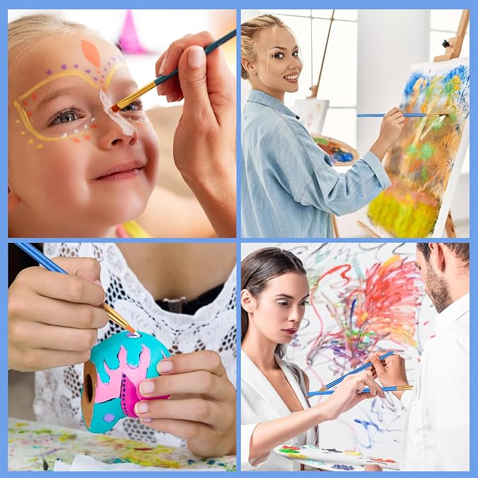 ESRICH Paint Brushes, 40Pack 480pcs Paint Brush for Acrylic Painting | Artist Paintbrushes for Watercolor Oil Rock Face Painting, Paint Brush for Kids Adult Arts Painting Brush Kits.