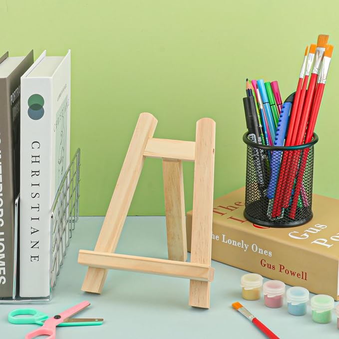 Yiksonyo 12 Pack 11 Inch Wooden Easel, Tabletop Wood Easels Stand, Wooden Easel for Painting, Art, and Crafts