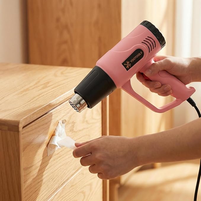 Pink Heat Gun 900W with 4 Nozzles, Dual Temp Hot Air Gun for Shrink Tubing