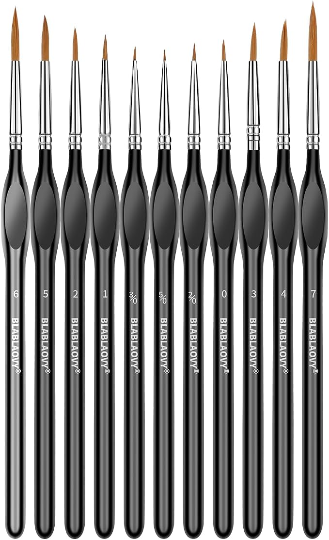 11 Pcs Detail Paint Brushes with Triangular Handles for Acrylic, Model, Art | Paint by Numbers Kit for Adults, Paint Brushe for Acrylic Painting, Face, Citadel, Figurine, Watercolor,Oil