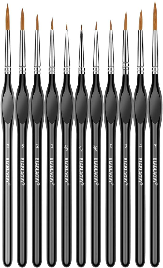 11 Pcs Detail Paint Brushes with Triangular Handles for Acrylic, Model, Art | Paint by Numbers Kit for Adults, Paint Brushe for Acrylic Painting, Face, Citadel, Figurine, Watercolor,Oil