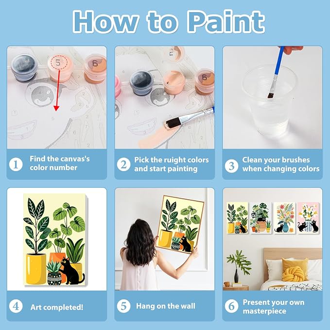 Cat Paint by Number for Adults, Paint by Numbers Kit for Adults 8x12 Inch