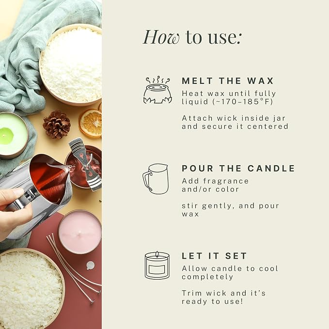 Hearth & Harbor Organic Soy Candle Wax for Candle Making, Premium 10 lbs Natural Candles Making Supplies, Beeswax-Free, Paraffin-Free, Pure Soy Wax Flakes Perfect for Candles, Tealights and Melts