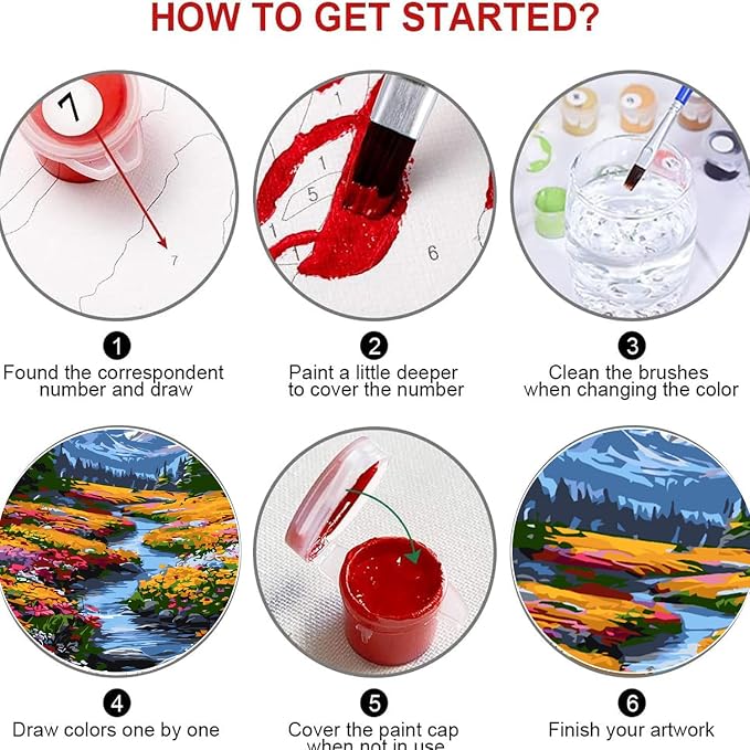 KICHANG Landscape Paint by Numbers Kit for Adults Beginner (Without Frame)