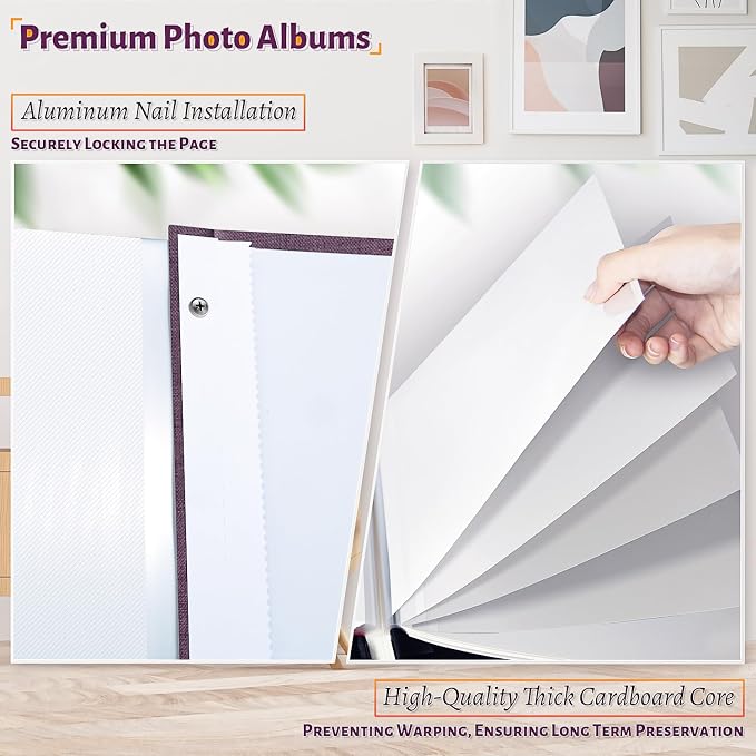 Artfeel Photo Album Self Adhesive Scrapbook,120 Pages Large Photo Book for 4x6,5x7,8x10 Pictures,DIY Album for Baby Wedding Family Travel Birthday,with Metallic Pen and Scraper