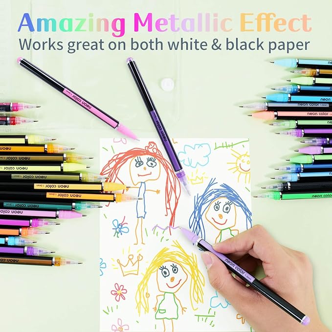 60 Colors Glitter Gel Pens, Colored Gel Pens Set for Coloring, Fine Point Gel Pens Colored Set for Adult Coloring Books, Journal Pen Markers for Journaling Supplies, Writing Drawing Taking Office Home
