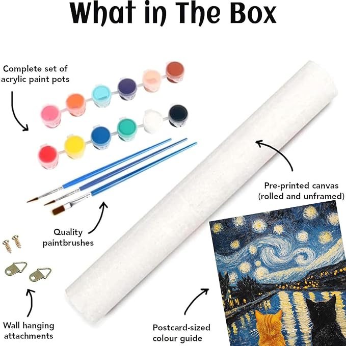 Van Gogh Black Cat Paint by Numbers Kit for Adults Beginner (Without Frame)