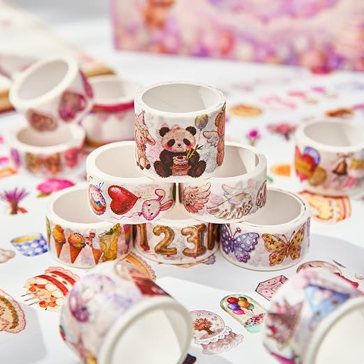 Birthday Washi Tape Set 21 Rolls for Junk Journal, Scrapbooking & DIY Craft