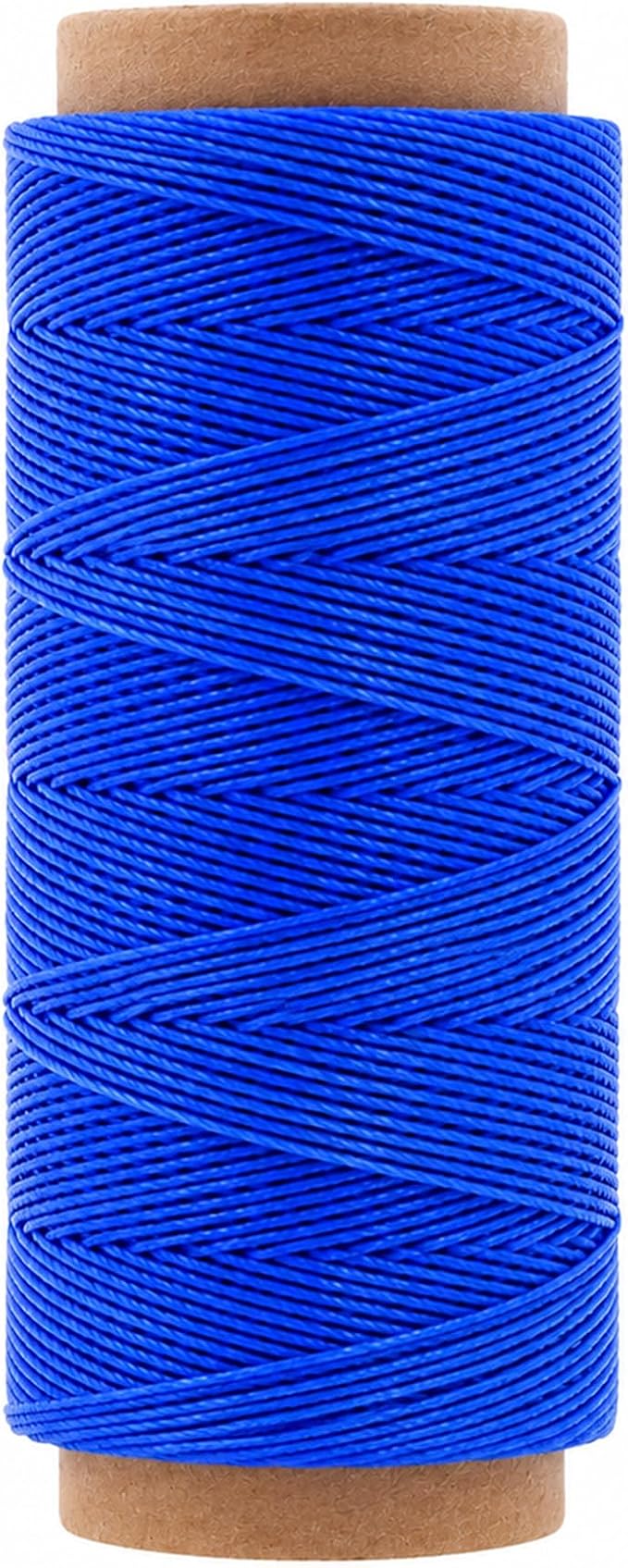 Mandala Crafts 50M 1mm Blue Round Waxed Thread for Leather Sewing