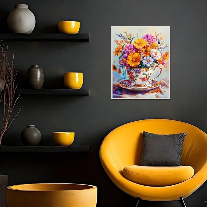 Banket Paint by Numbers Kit for Adults Beginner Flowers DIY Painting Kits for Adults Floral Easy Adult Paint by Number Kits on Canvas Color by Numbers for Gifts Home Wall Decor 16x20 Inch