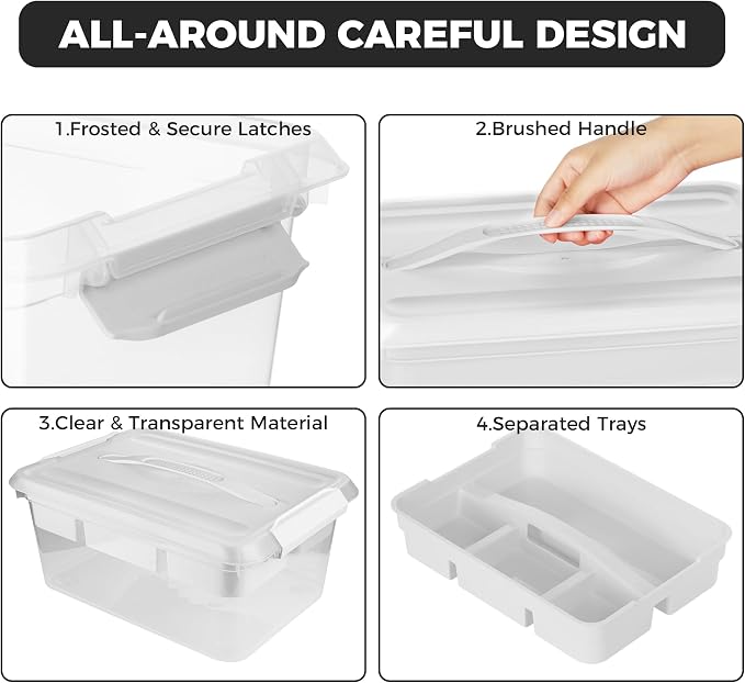 CraftGenes 20 QT Clear Craft Box Organizer with Removable Tray, 1-Pack