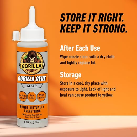 Gorilla Crystal Clear Glue, All Purpose, 5.75 oz Bottle