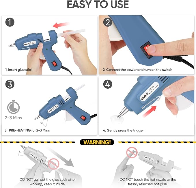 ROMECH 20W Mini Hot Glue Gun Kit, 30 Glue Sticks Set for DIY Crafts, Repair