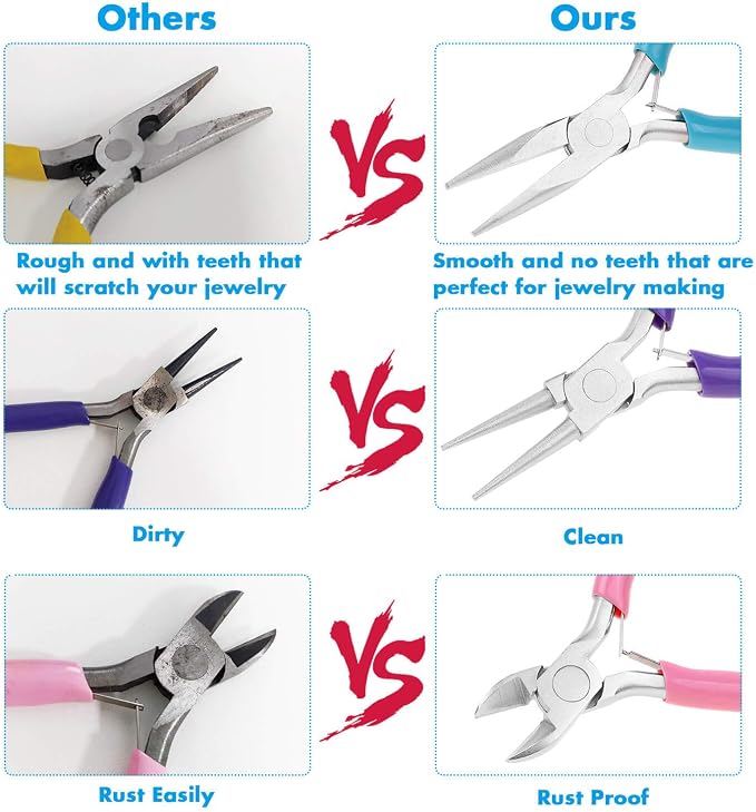 Shynek 3pcs Jewelry Making Plier Tools with Needle/Chain/Round Nose Pliers and Wire Cutter for Jewelry Repair, Wire Wrapping, Crafts, Jewelry Making Supplies
