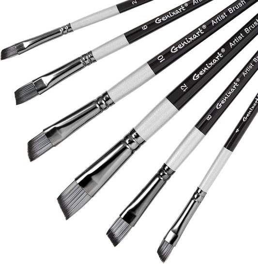 Genixart Angle Paint Brush Set – Art Paintbrushes Acrylic Oil Watercolor