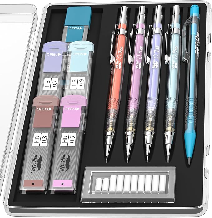 Mr. Pen- Pastel Mechanical Pencil Set, 5 Mechanical Pencils (0.3, 0.5, 0.7