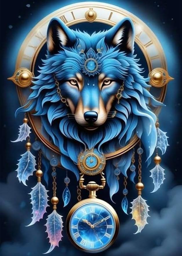 Diamond Art Kits for Adults, Wolf DIY 5D Diamond Painting for Beginners | 12x16 Inch, Full Drill Round Dots, Dream Catcher Gem Art Craft Kits, Home Wall Decor, Stress Relief Relaxing Hobby Gift