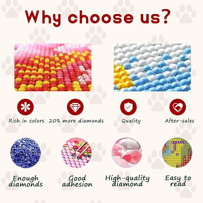 DOTSOPS 5D 4 Pack Dog Diamond Painting Kits for Adults Diamond Art Kits | Crafts DIY Round Full Drill Painting,Gem Art for Beginner,Home Wall Decor Gift 11.8 x 15.7 Inches