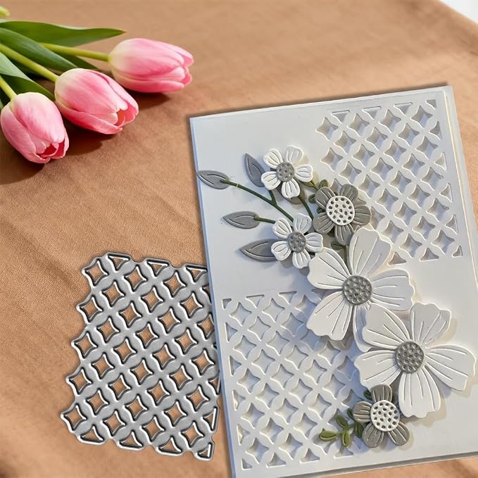Lapoo Geometric Cutting Die for Scrapbooking - Durable, Metal Cutting Die for DIY Scrapbook Photo Album Decorative Paper Card, Card Making Supplies (Fence Background Frame 2.6 x 2.1 in)