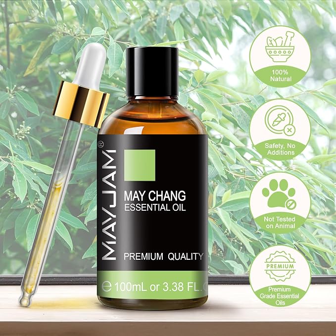 MAYJAM May Chang (Litsea Cubeba) Essential Oil for Diffuser, 3.38FL.OZ