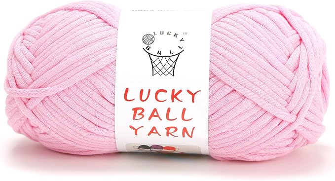LUCKY BALL Yarn for Crocheting, 100g / 109 yd 70% Cotton 30% Nylon #5 Bulky Tube Yarn, Soft Crochet & Knitting Yarn for Bags, Hats, Socks, Sweaters, Blankets(Pink)