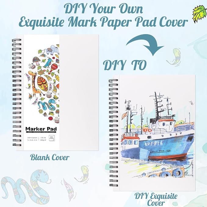 3 Pack Marker Paper Pad 5.5 × 8.5 in, Double-Sided, Spiral Bound