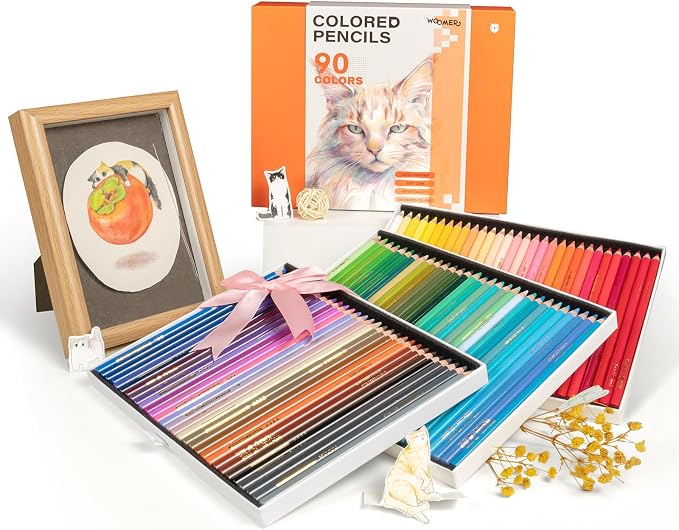 Woomer Colored Pencils 90 Colors, Smooth as Cream Core 3.8mm, Open Stock