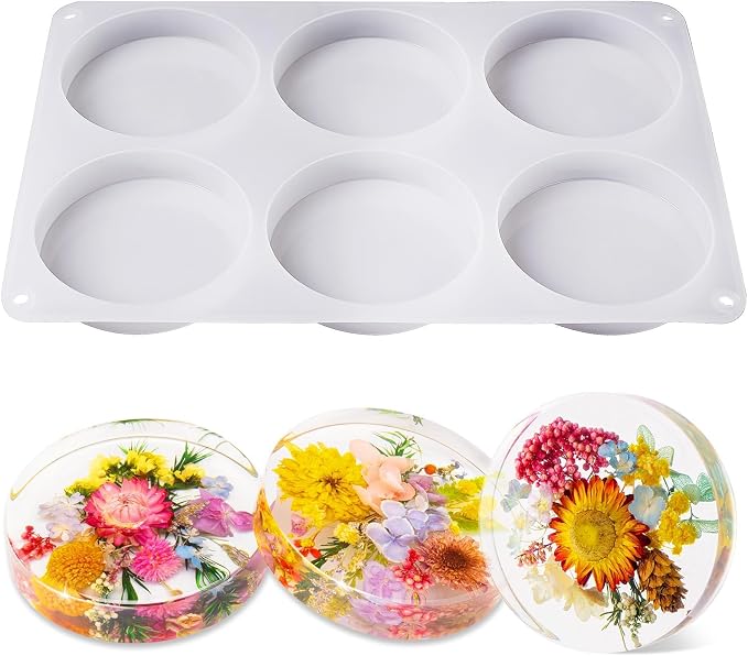 LET'S RESIN Extra Deep Resin Coaster Molds Silicone,4 Inches Silicone Molds | 6 Cavity Flexibility Round Molds for Resin, Epoxy Coaster Molds for Cups Mats, DIY Craft, Flower Bouquet Preservation