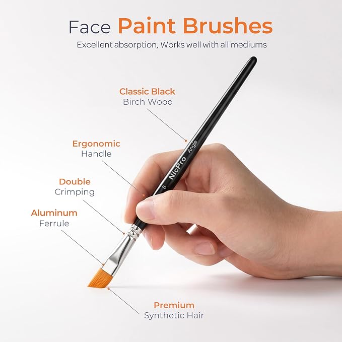 Nicpro Face Paint Brush Set, 7PCS Professional Face & Body Painting Brushes