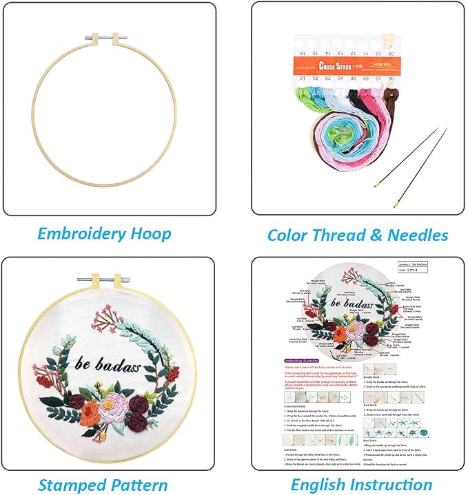 Louise Maelys Inspirational Flower Embroidery Kit for Beginners Handmade | Complete Set with Cross Stitch Kits for Adults to Explore DIY Crafts. Needlepoint Kit for Handmade Gifts