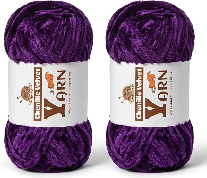 Chenille Crochet Violets Yarn 2 Pack