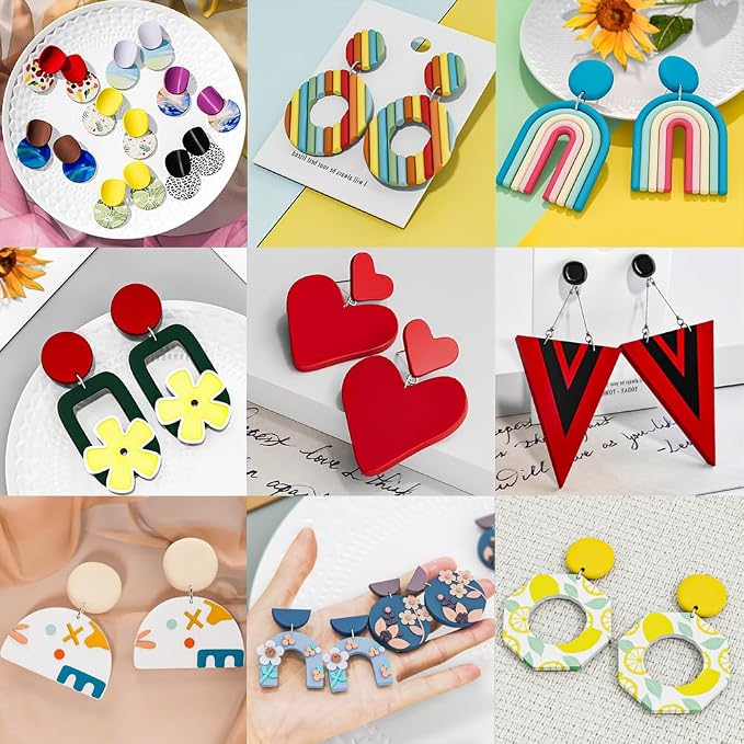 Clay Earring Making kit,32 Cutters,24 Clay,30 Hooks&Rings,Gift Box for Teen