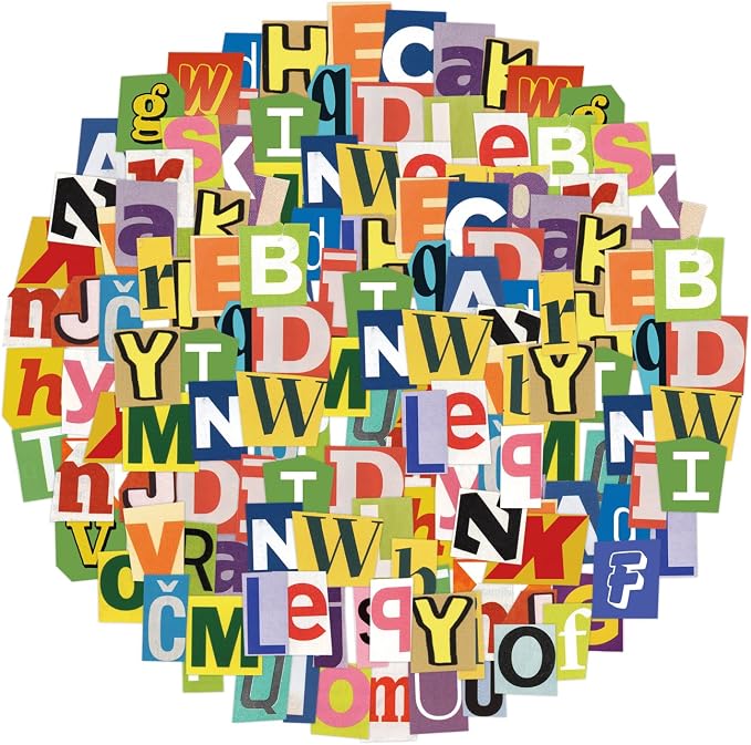 224pcs Vintage Ransom Magazine Letter Stickers Alphabet Stickers for Scrapbooking Supplies Journaling Laptop Water Bottle DIY Crafts Gift