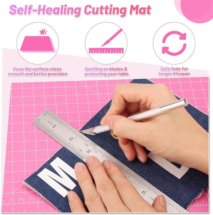 anezus Self Healing Cutting Mat for Rotary Cutting, 17.8" x 11.9", Pink