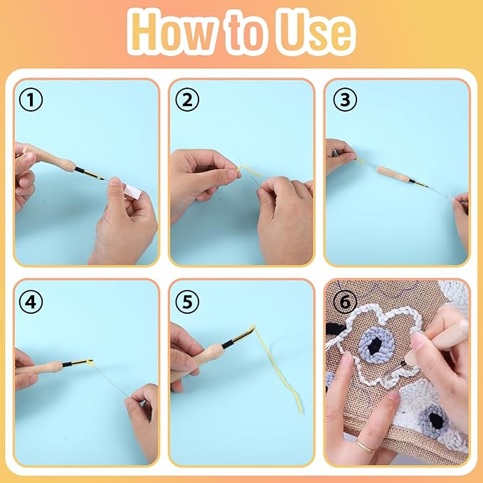 35 Pcs Punch Needle Kit, Punch Needle Tool Adjustable Punch Needle Embroidery Kits Include Wooden Handle Embroidery Pen Set, Big Eye Needles, Punch Needle Cloth - Valentines Gifts for Adults Beginne