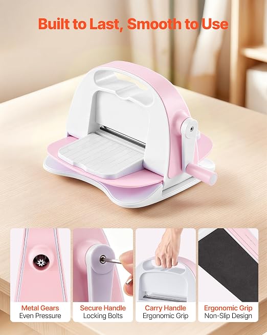 VEVOR Manual Die Cutting and Embossing Machine, 3" Opening, Portable Die Cut Machine Set with Cutting Dies, Embossing Folders, Paper Sheets, Cutting Plates, for Scrapbooking, Card Making, Crafting