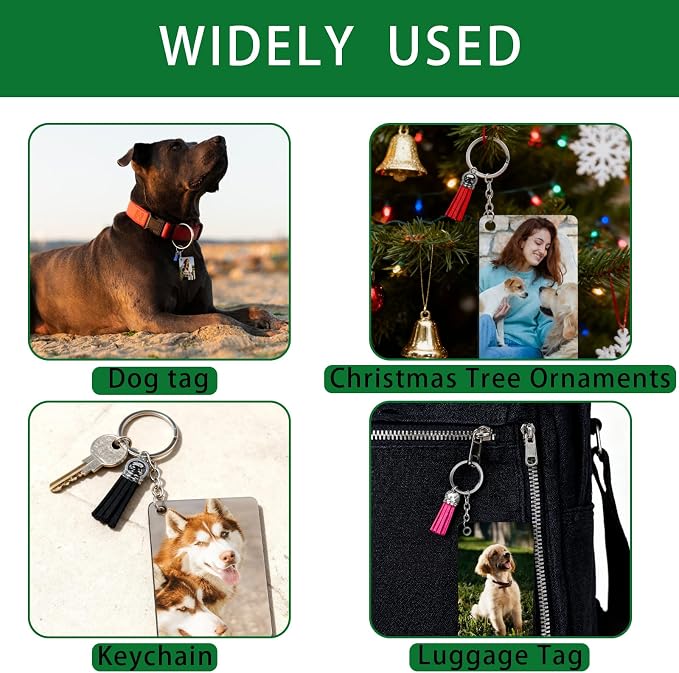 UJL 120pcs Sublimation Blanks Keychains Double Side Rectangle Blank Keychains With Tassels For Sublimation Keychain Blanks