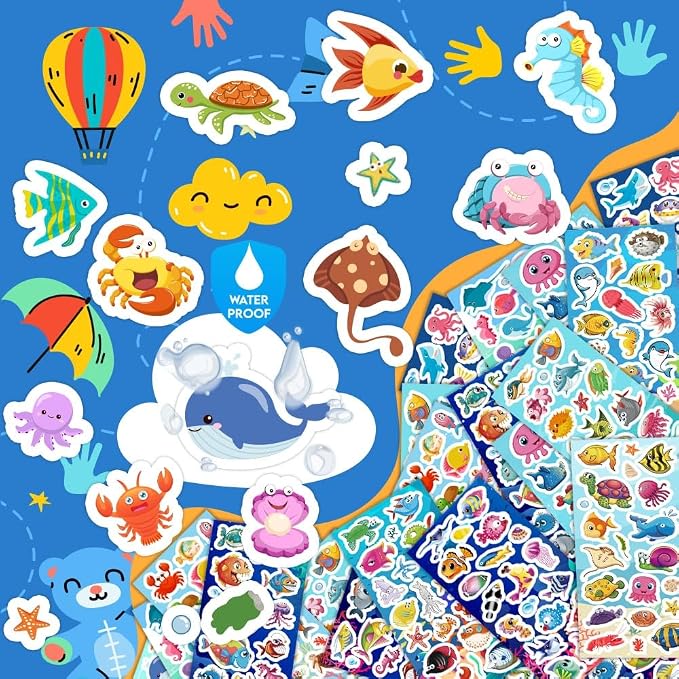 36 Sheets Ocean Stickers for Kids, 700+ Under The Sea Fish Animal Stickers | Ocean Stickers for for Scrapbooking, Water Bottles, Kids Party Favors,Crafts Decorations