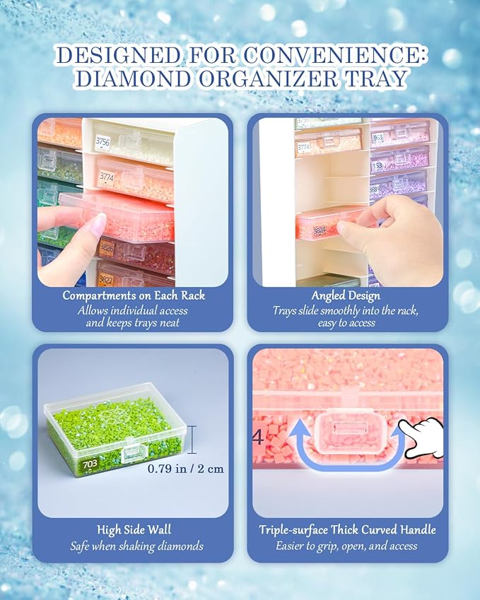 Foreveryoung 3-in-1 Diamond Art Tray Set, Container, Trays & Rack, 20 PCS