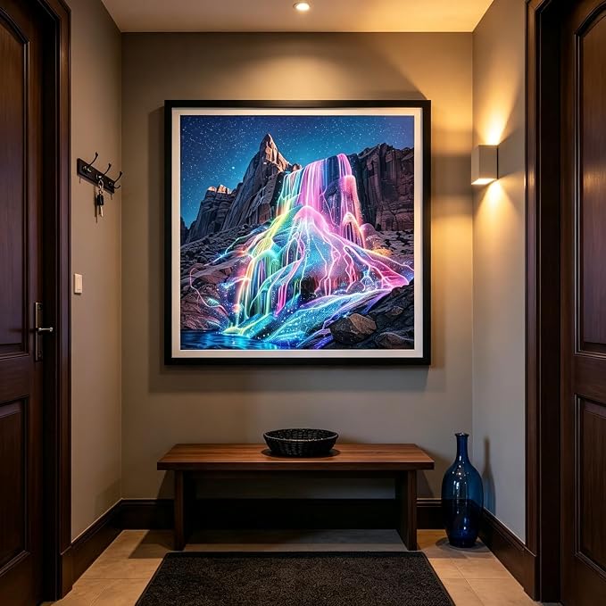 Rainbow Waterfall Diamond Painting Kit for Adults,Fantasy Diamond Art Kit | DIY Full Round Drill Gem Painting Magical Landscape Paint by Diamonds Relaxing Craft for Home Wall Decor 13.7x13.7In