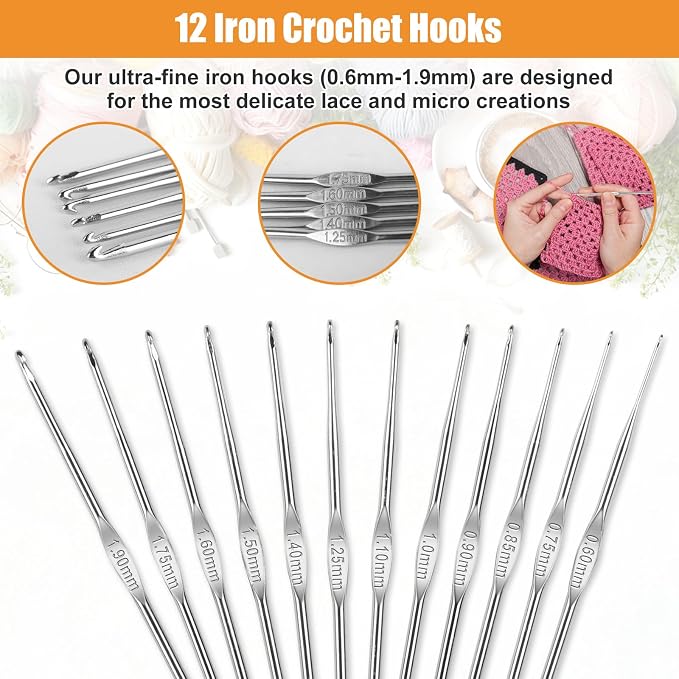MECHEER Crochet Kit for Beginners, 54 Pack Crochet Hook Set Crochet Accessories, Ergonomic Knitting Kit with Storage Case, Crochet Needles, Hand Craft Knitting Accessories for Crocheters